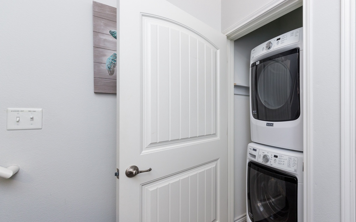 Your own private laundry closet makes packing light easy—fresh clothes whenever you need them during your stay.