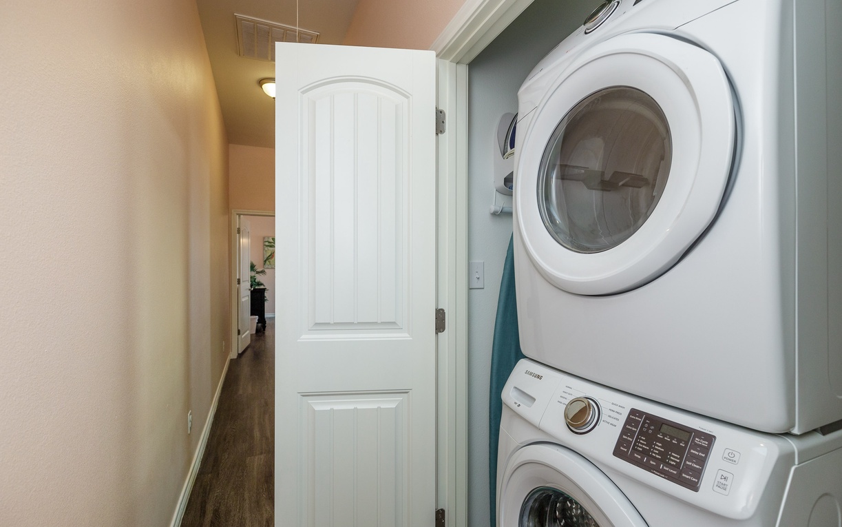 Your in-unit washer and dryer make extended stays effortless, letting you pack light and keep your favorite clothes fresh throughout your visit.