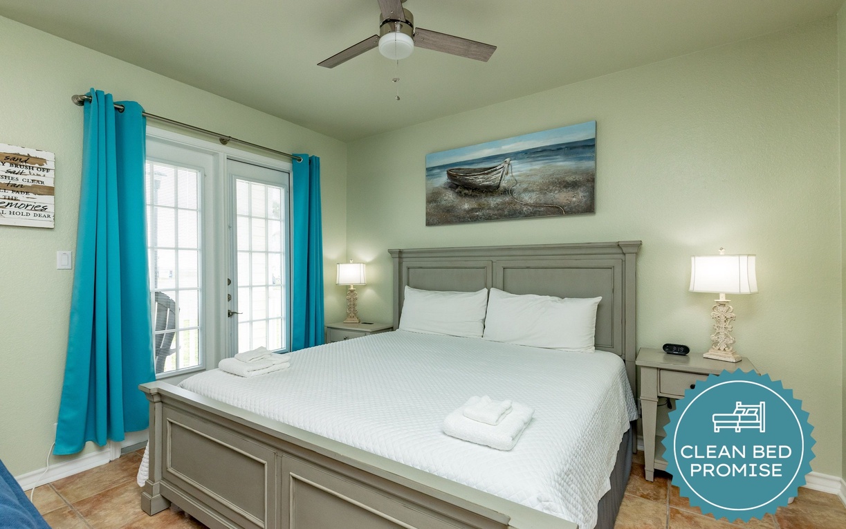 Drift into peaceful sleep in your coastal bedroom with crisp white linens and gentle turquoise accents that mirror the sea.