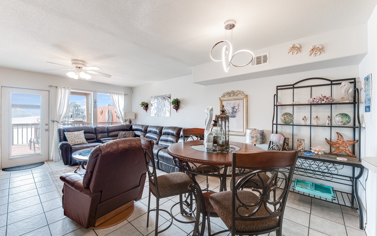 Relax in your open-concept living space with leather seating and ocean views from your private balcony.