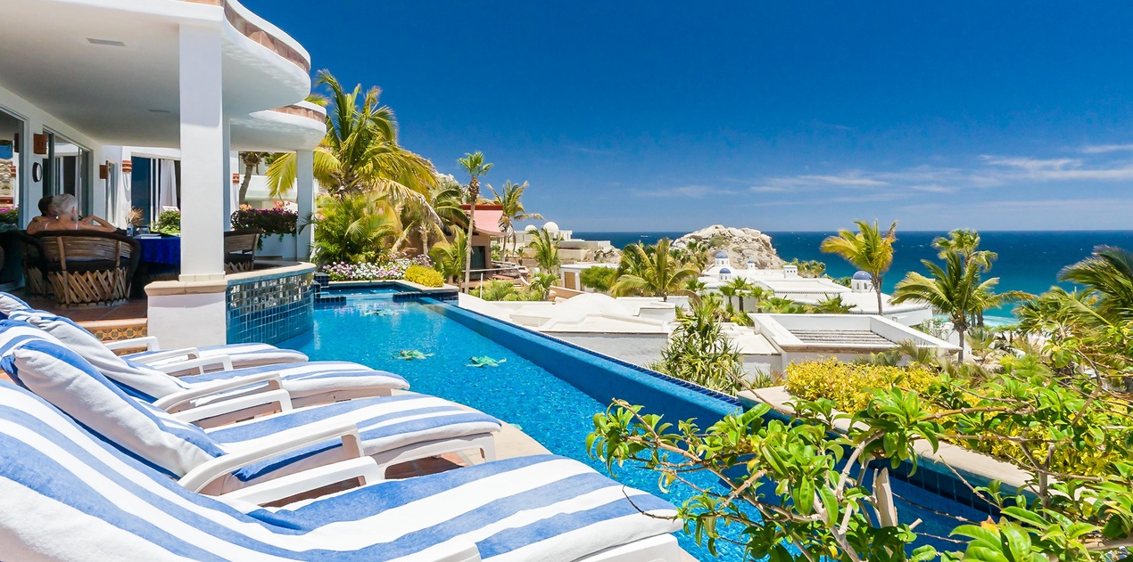 Outdoor Patio with infinity pool and ocean view
