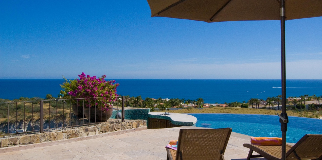 Poolside patio with gorgeous ocean views