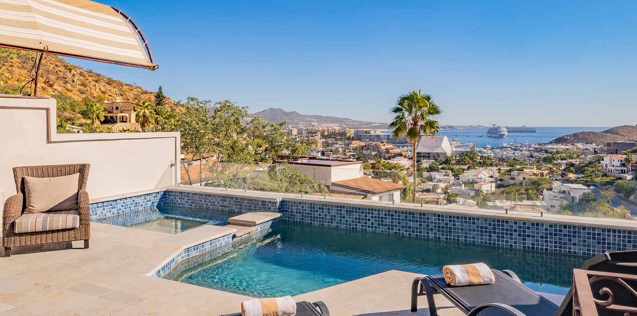 Poolside patio with Cabo view