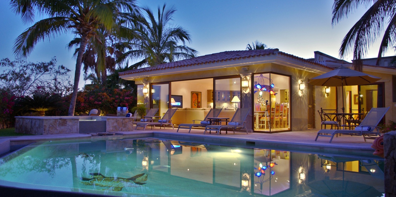 Gorgeous poolside during sunset