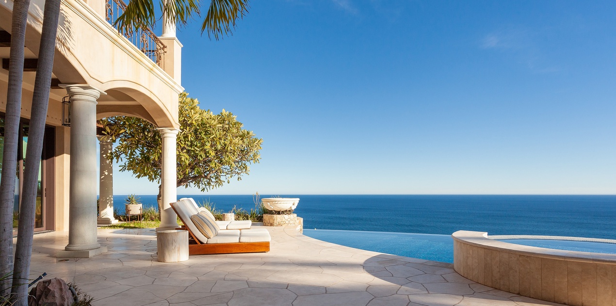 Sunny patio with an incredible ocean view