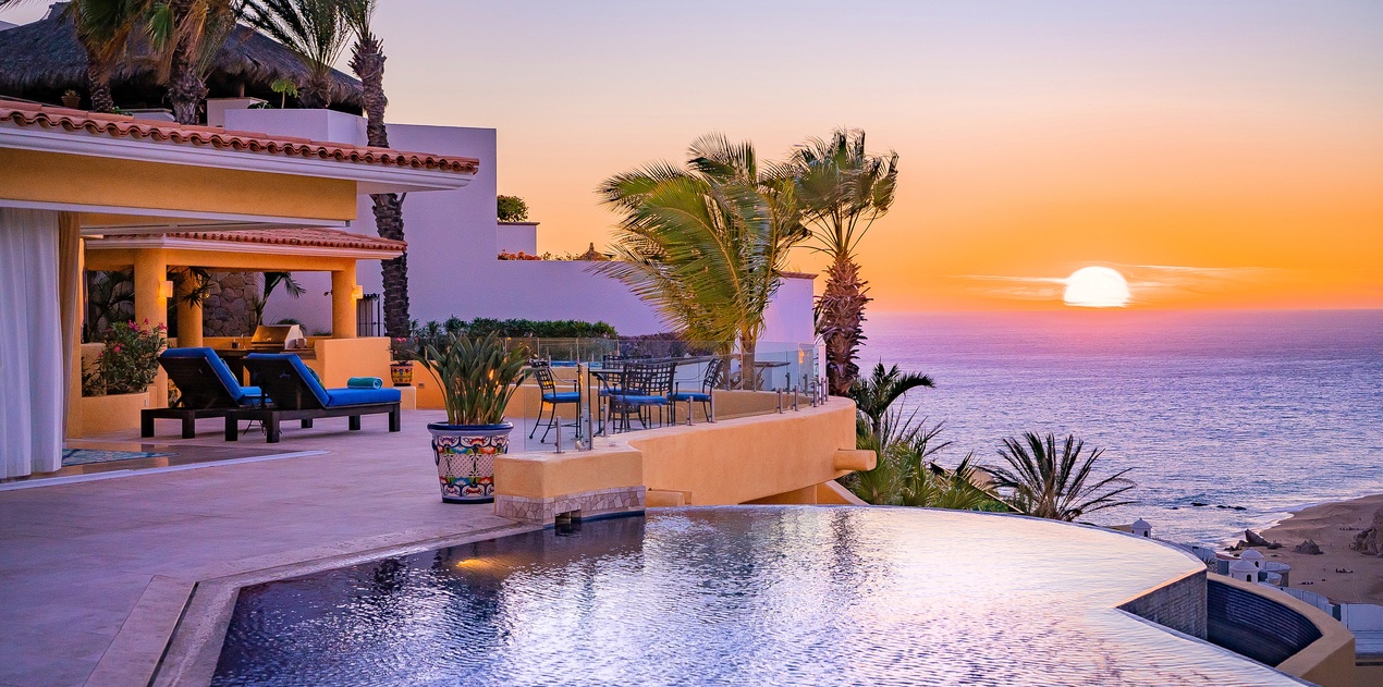 Gorgeous patio with infinity pool overlooking the ocean