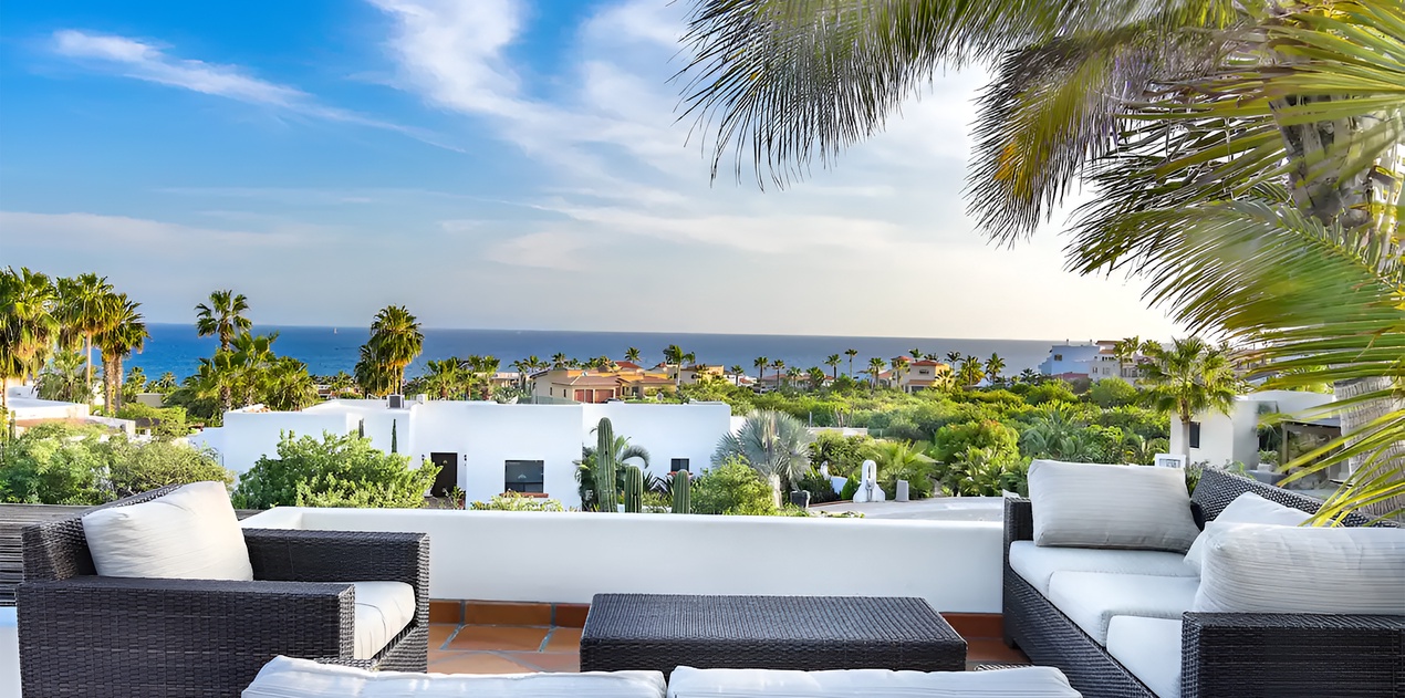 Ocean views from the inviting seating area