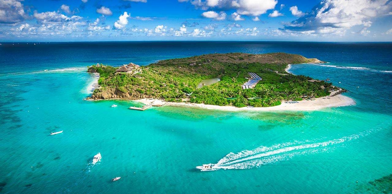 Aerial photo of NEC GRH, Necker Island, Necker