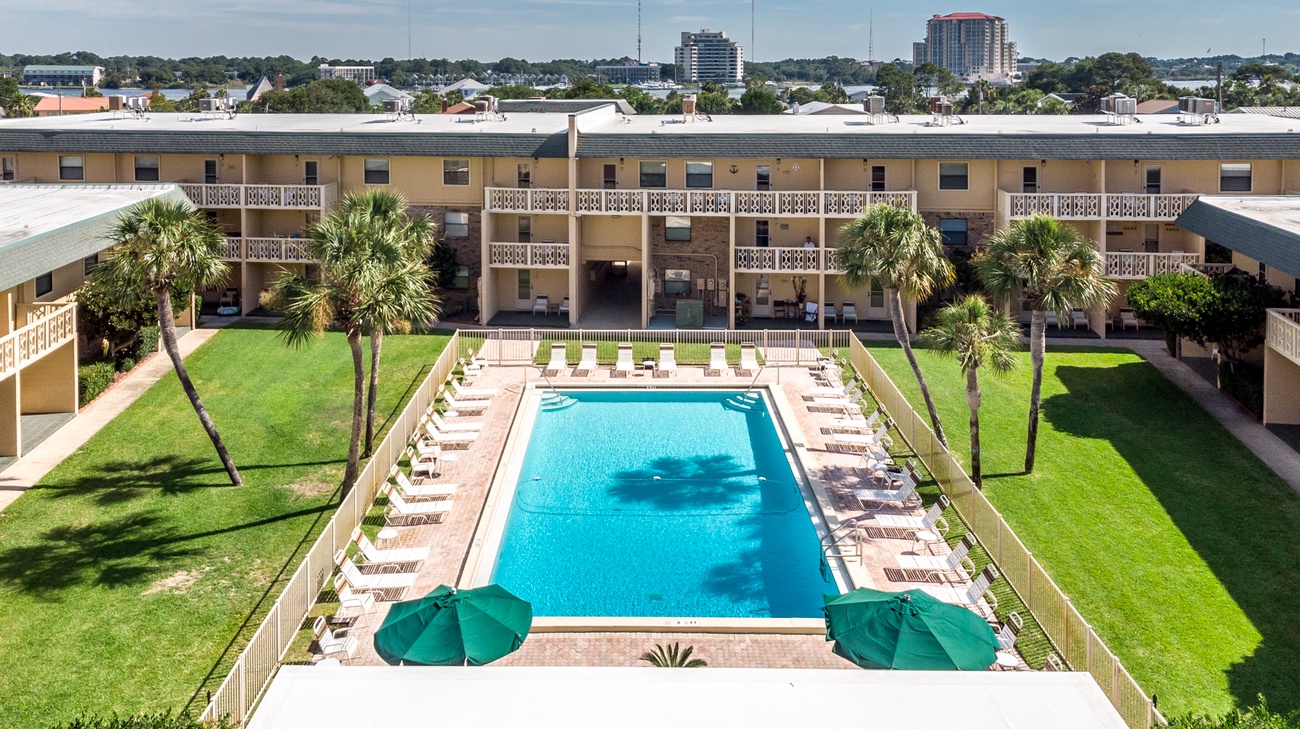 Aerial view of the pool