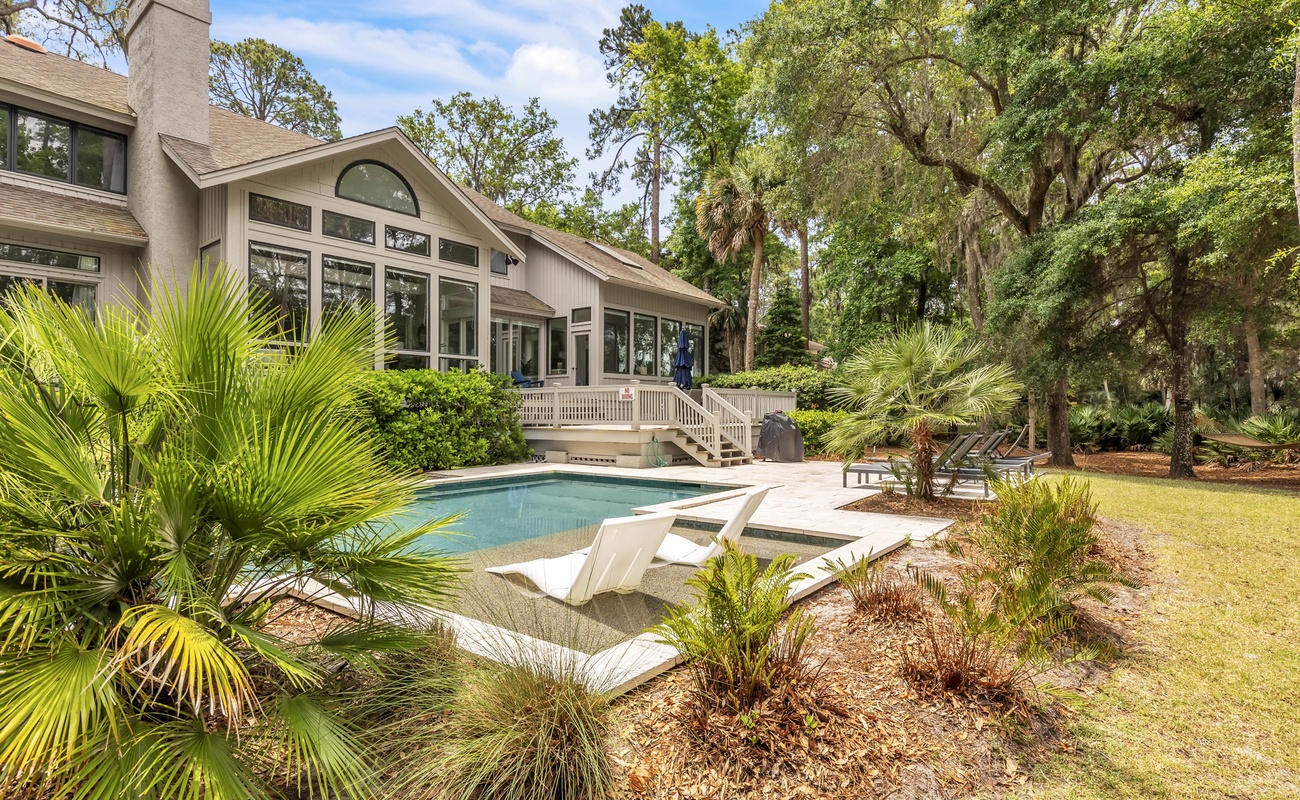 Private Pool and Spa with Waterfront Views of Palmetto Dunes Lagoon