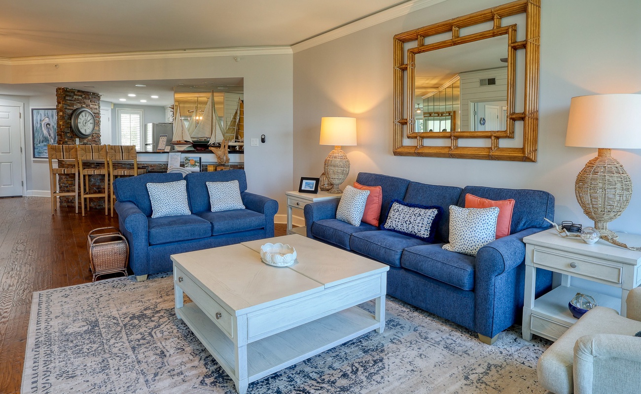 Living Area with Ocean View Balcony