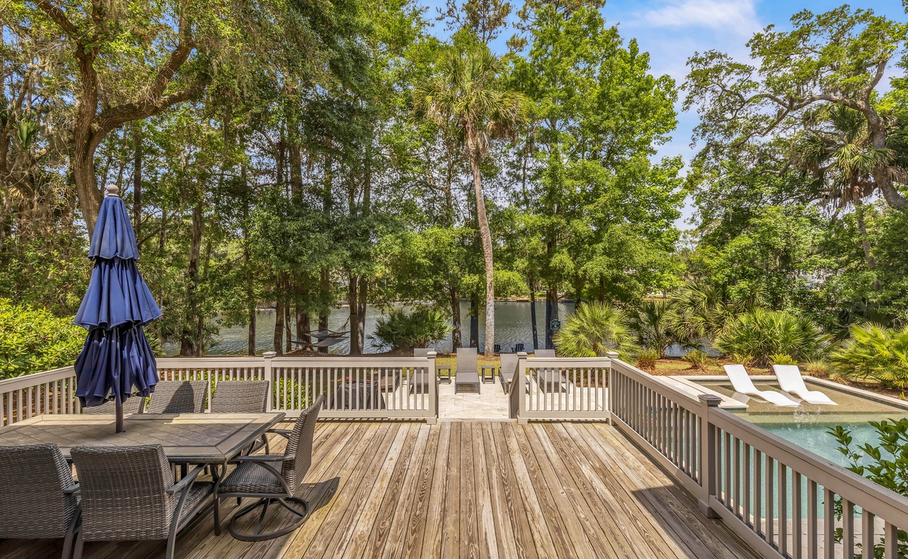 Massive Back Deck with Views of Palmetto Dunes Lagoon