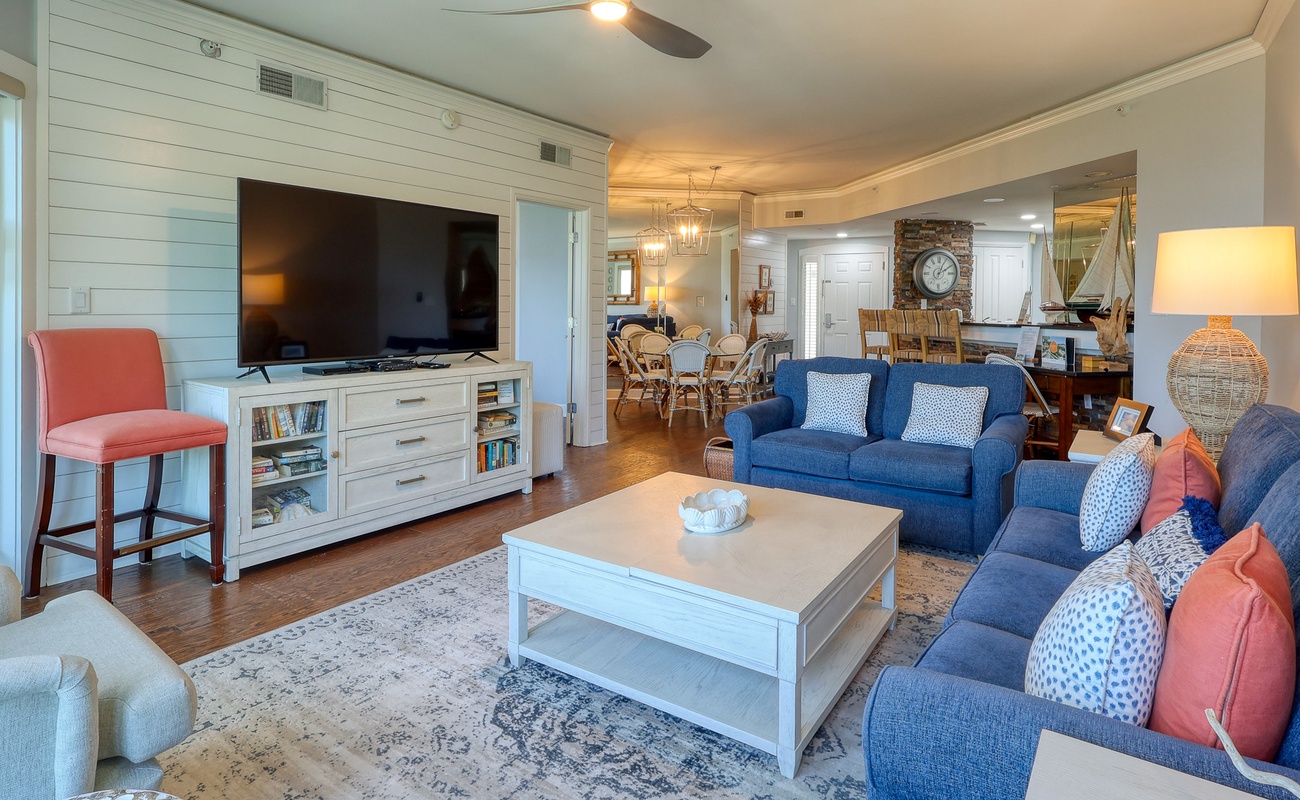 Living Area with Ocean View Balcony
