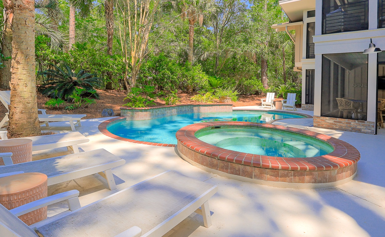 Pool Area with Outdoor Shower and Beach Path