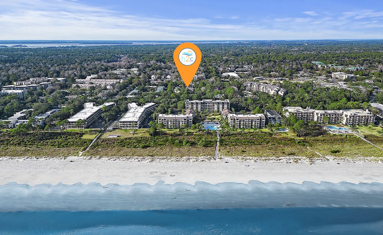 Aerial of Tanglewood Villas from Beach