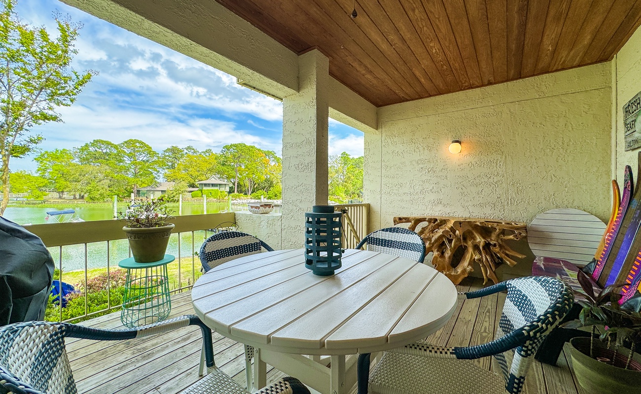 Private Porch with Lagoon Access