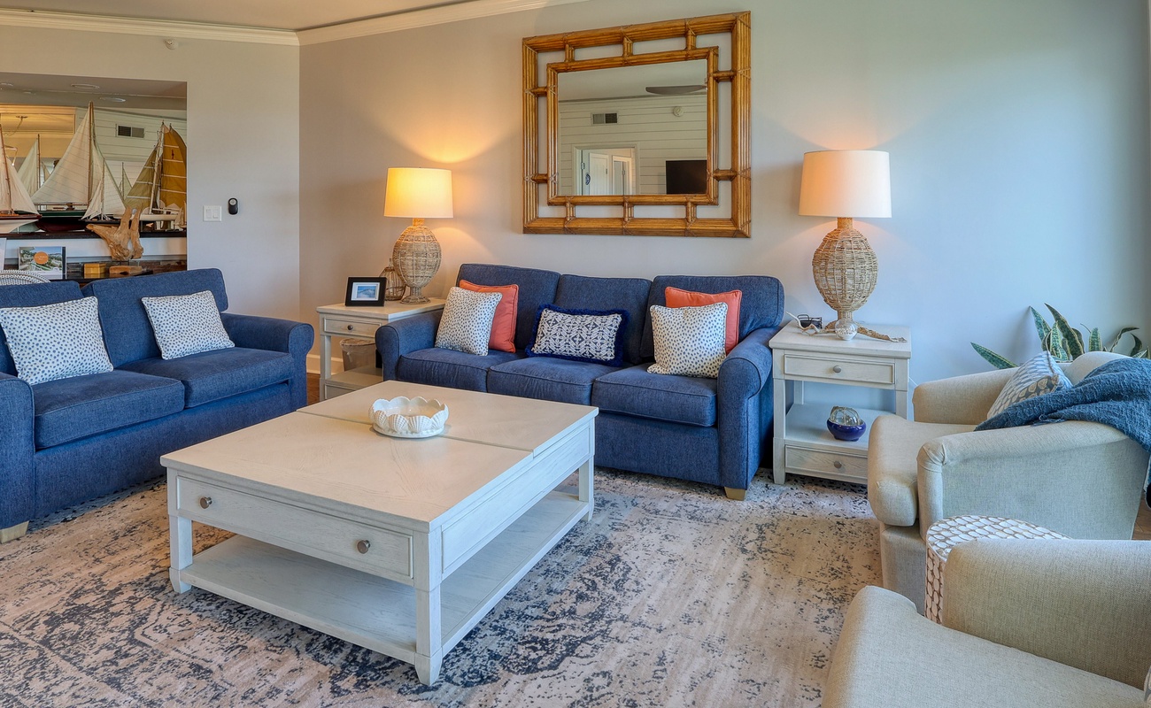 Living Area with Ocean View Balcony