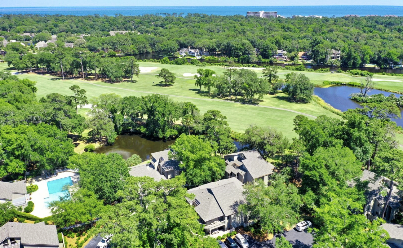 Aerial Above Villa Overlooking George Fazio Golf Course