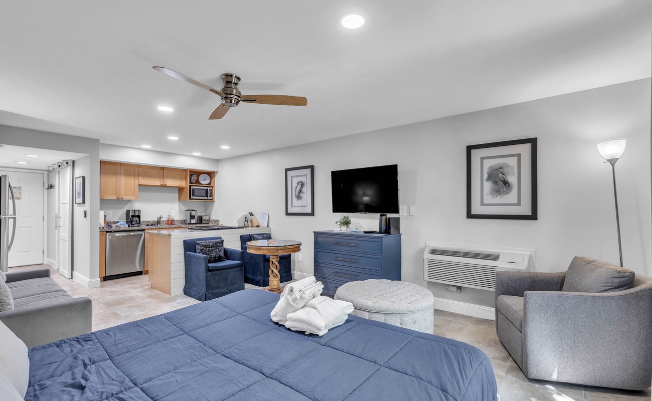 Open Living Space with King Bed