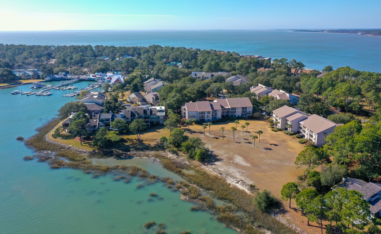 Aerial View of Bluff Villas in The South Beach Marina