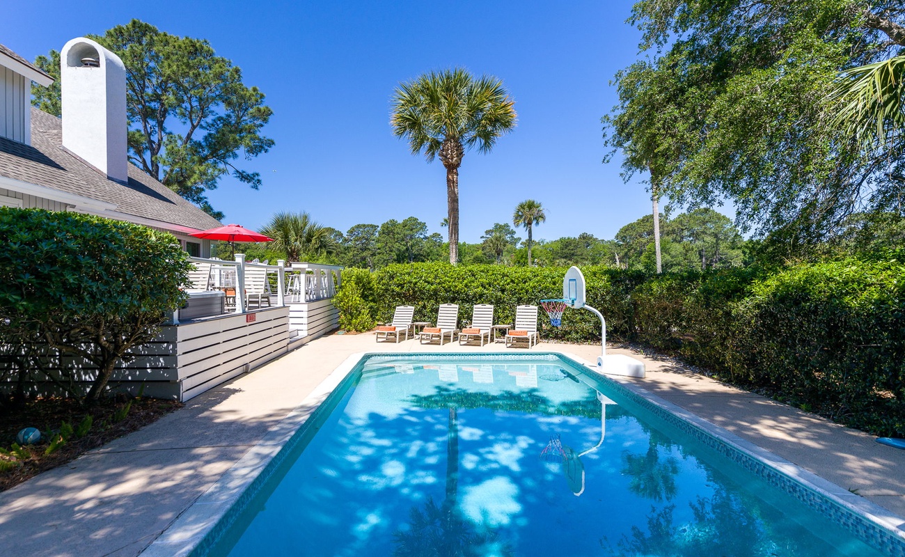 Pool Area and Deck with Hot Tub and Golf Course Views