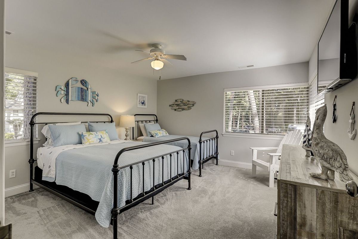 Guest Bedroom with Queen and Twin Beds