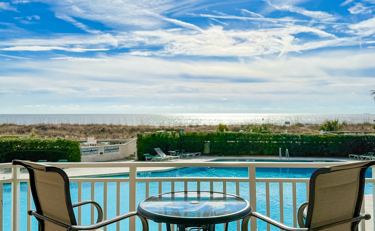 Balcony Overlooking Pool with Ocean View
