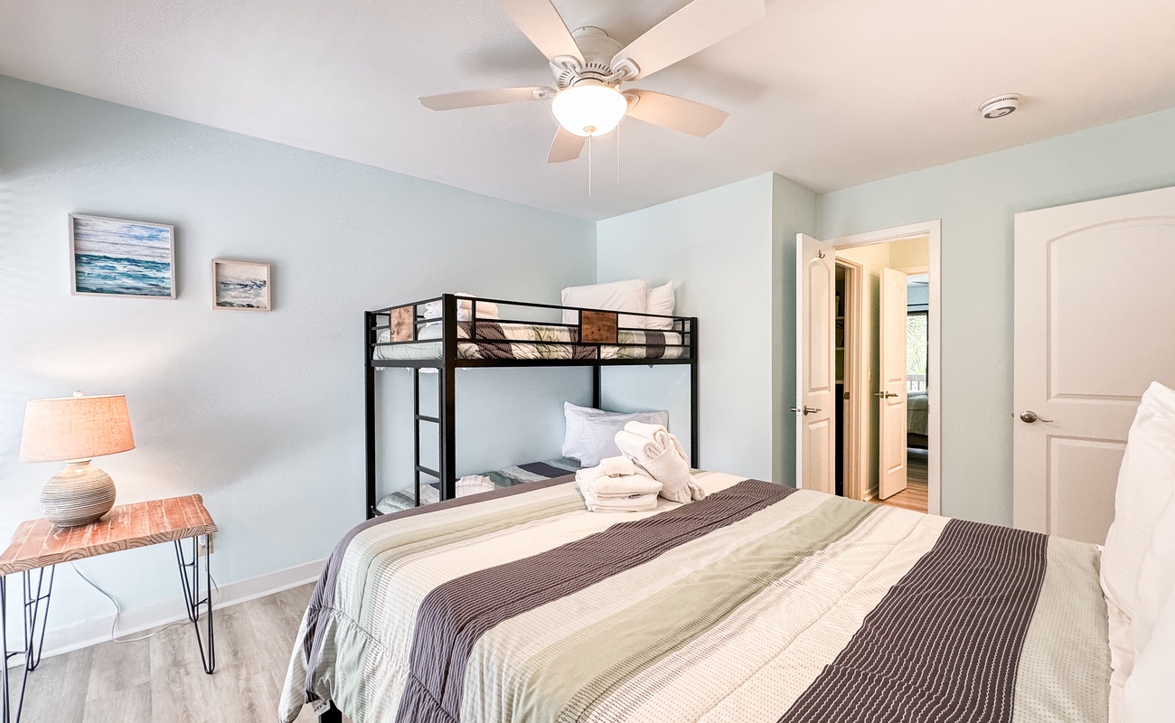 Guest Room with Twin Bunks and Queen Bed