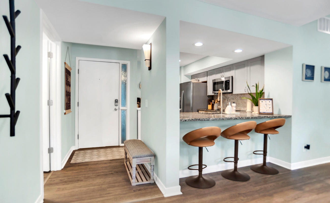 Entrance of Villa with Breakfast Bar and Kitchen