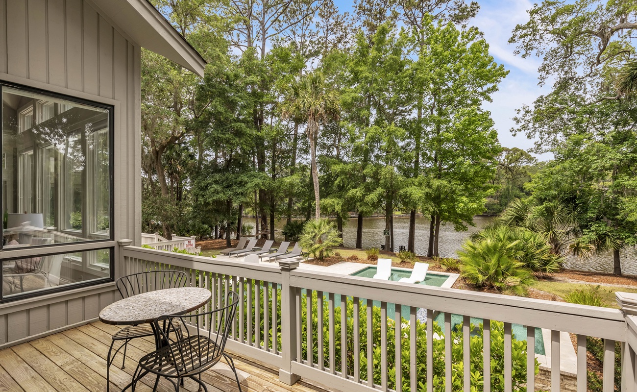 Private Balcony Overlooking Pool and Palmetto Dunes Lagoon