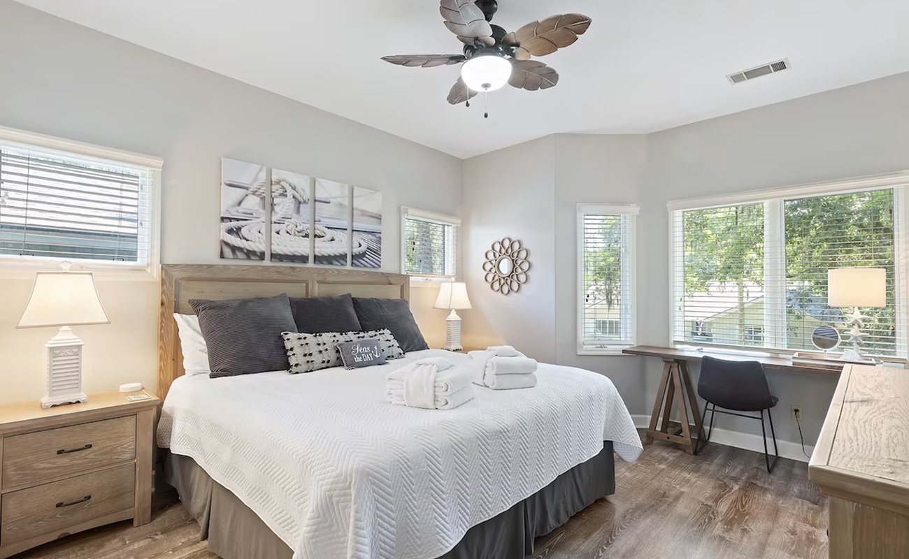 Drift off peacefully in your master suite, where soft linens and warm lighting create the perfect retreat after your adventures.