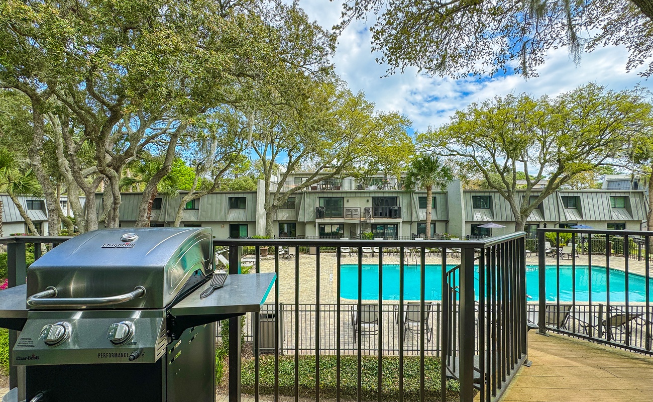 Balcony with Private Grill and Pool Access