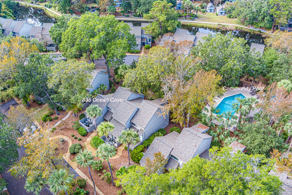 Aerial View of Villas and Community Pool