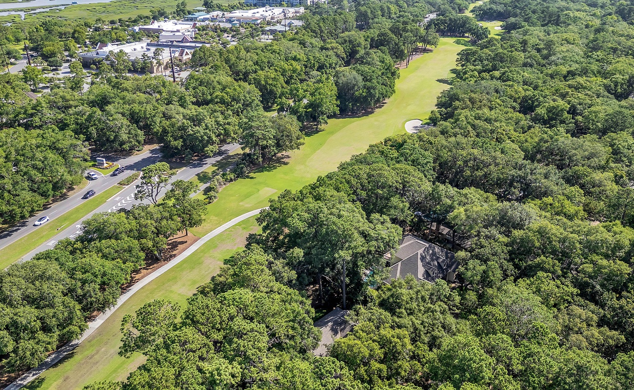 Aerial of Home Overlooking Golf Course