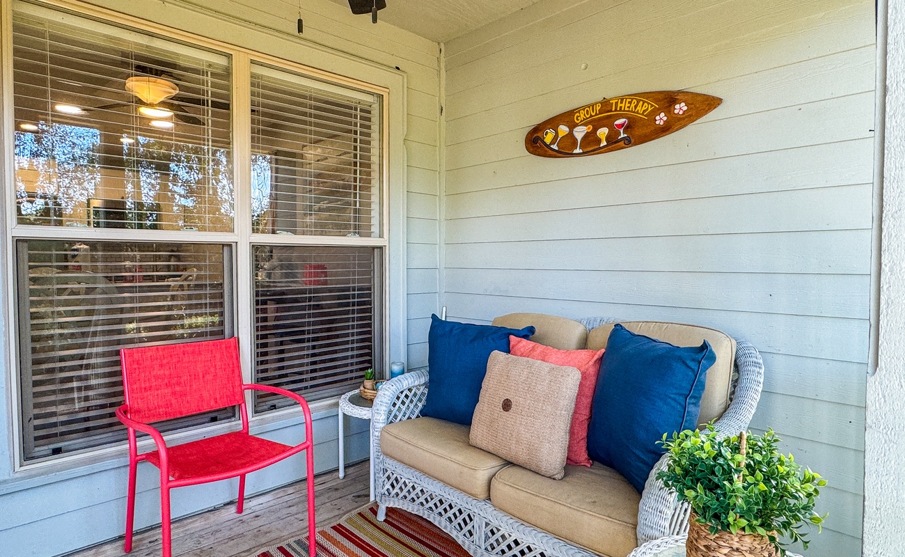 Patio with Grill and Lagoon and Golf Course Views