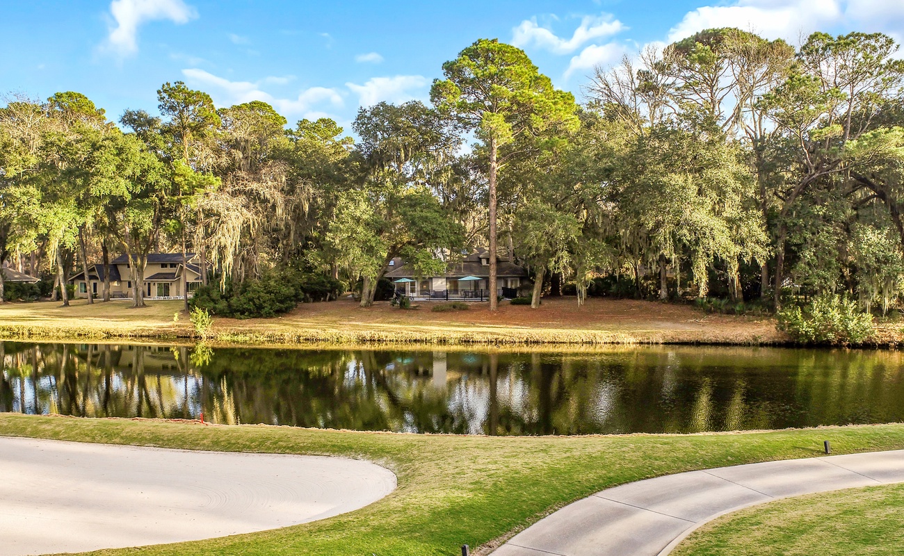 View of lakeside property across from golf course!
