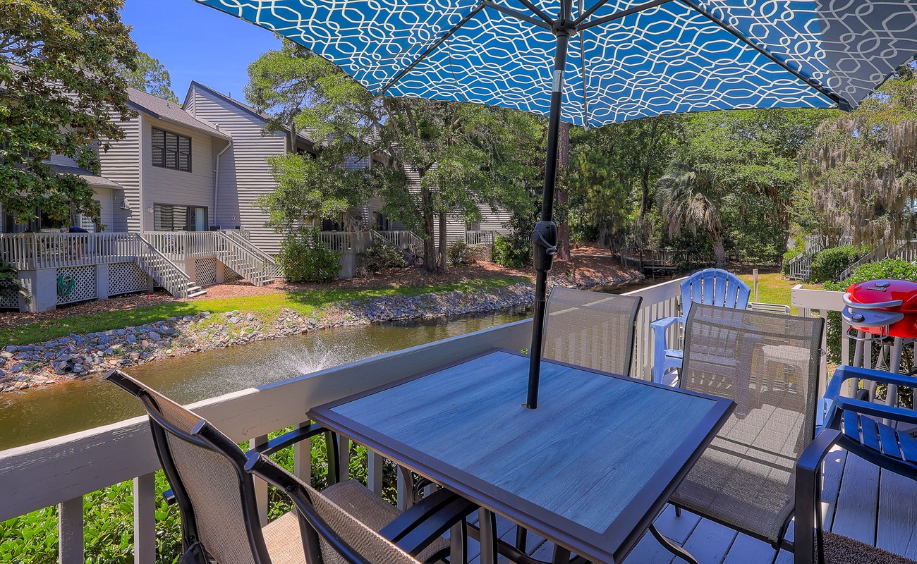 Porch with Lagoon Views and Private Charcoal Grill