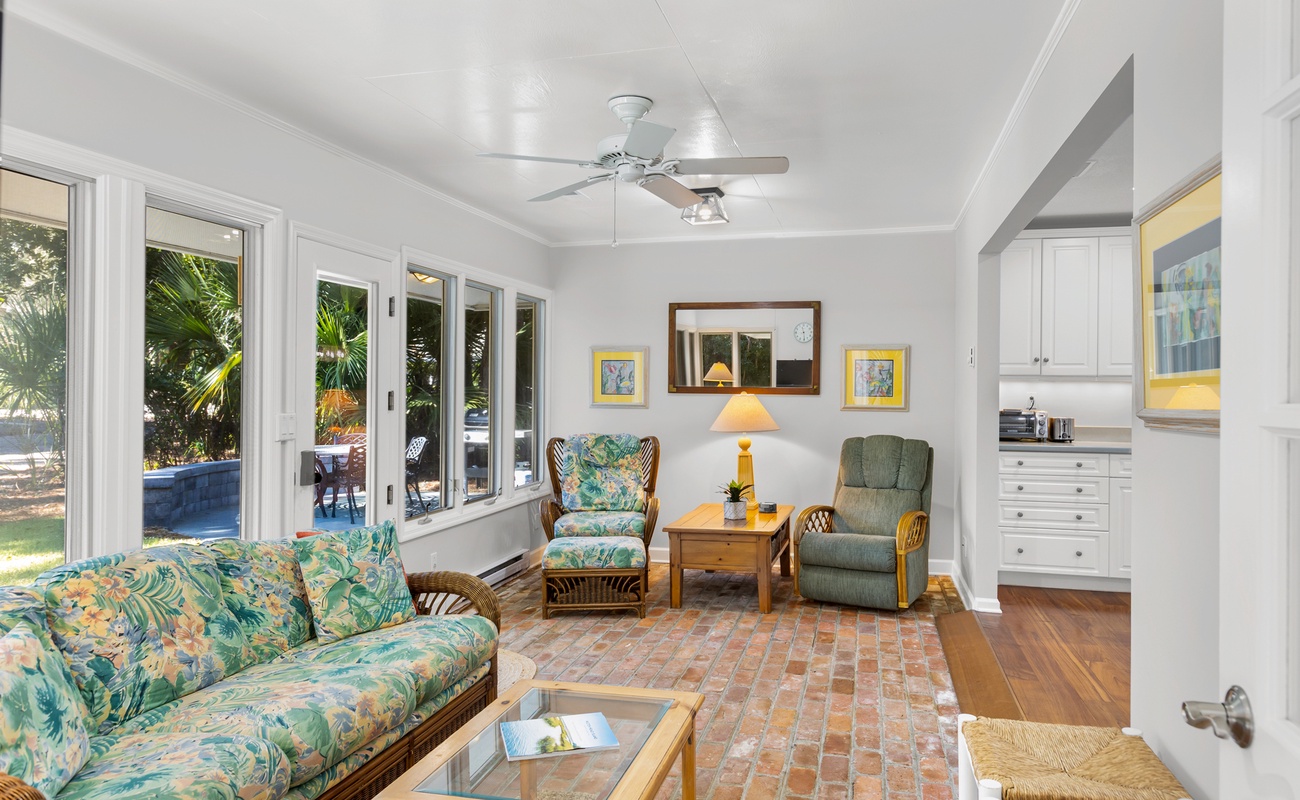 Sunroom with Unique Brick Floors