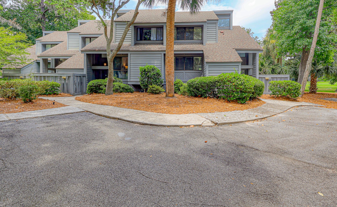 Exterior Entrance and Parking Spaces
