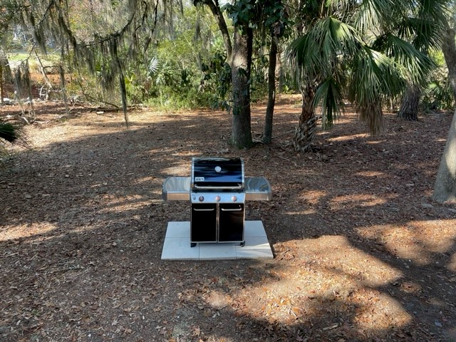 Propane Grill from Large Patio for Guest's Use
