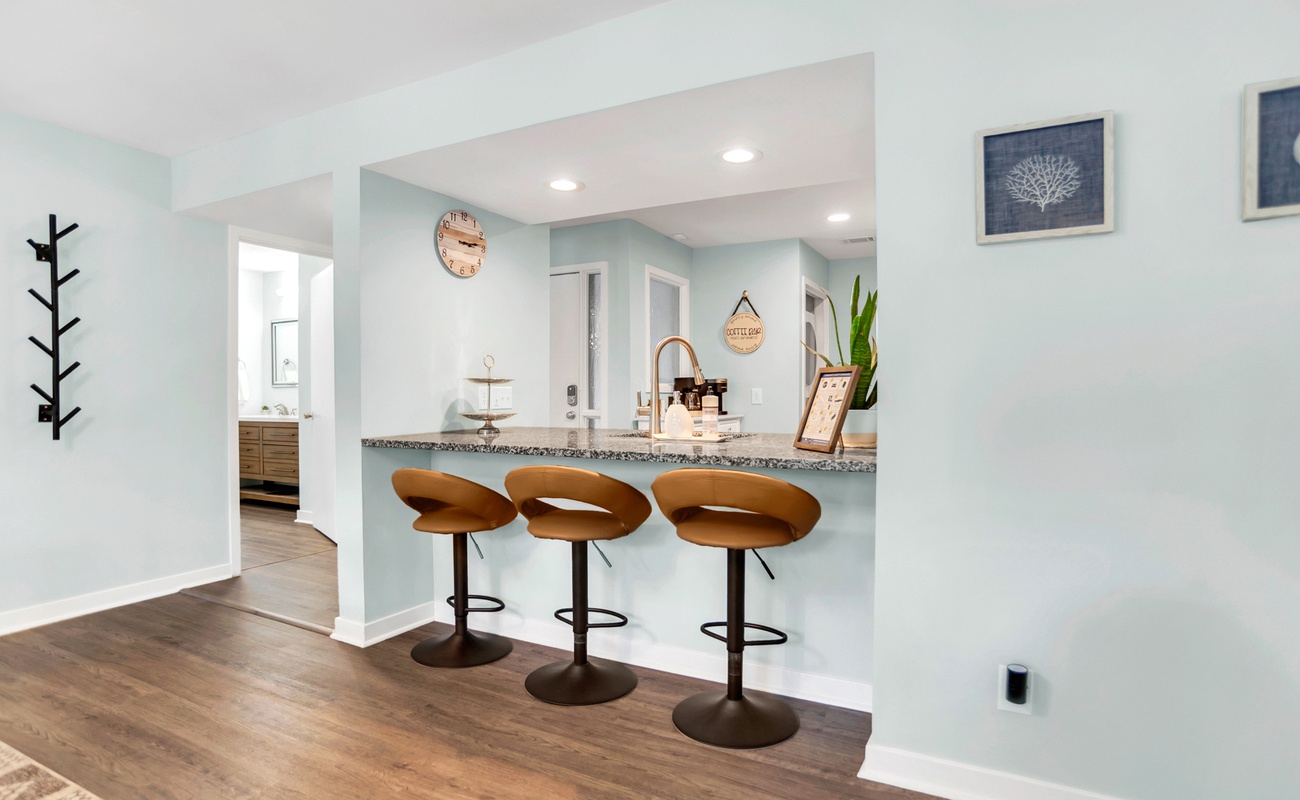 Entrance of Villa with Breakfast Bar and Kitchen
