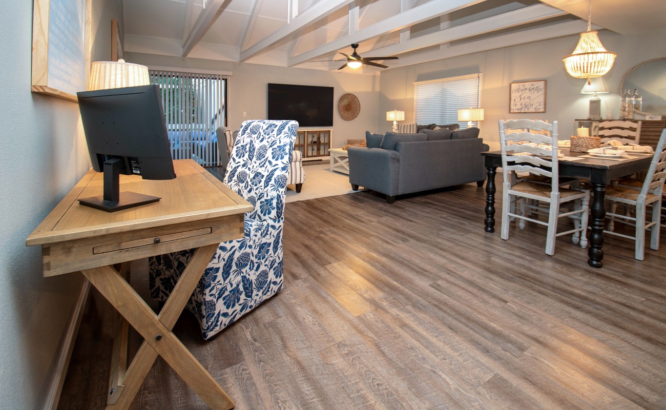 View of Open Living Area & Desk