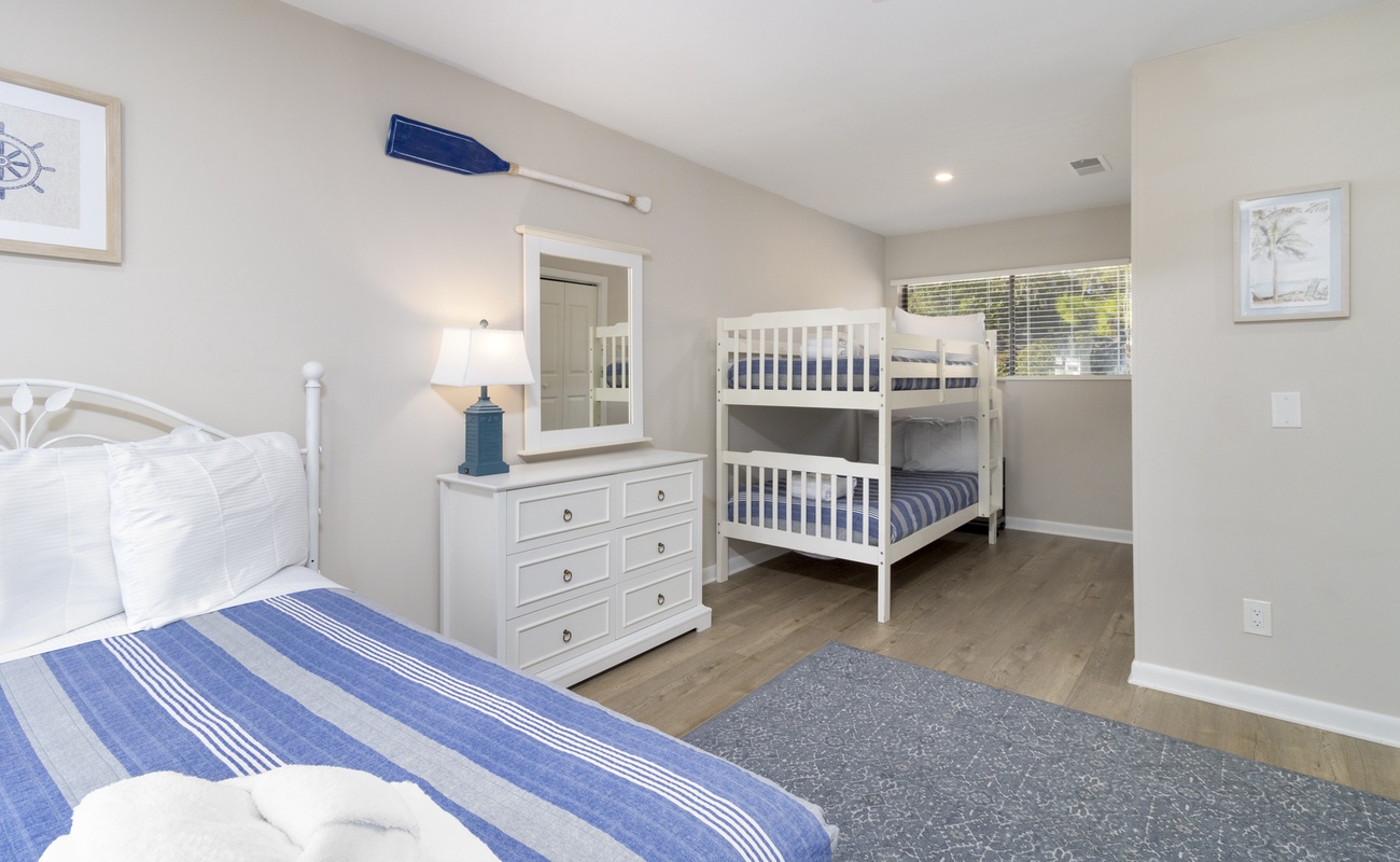 Guest Bedroom with Full Beds and Twin Bunk Bed