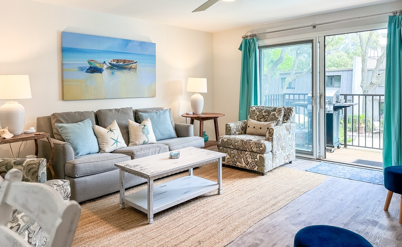 Living Area with Balcony and Pool Access