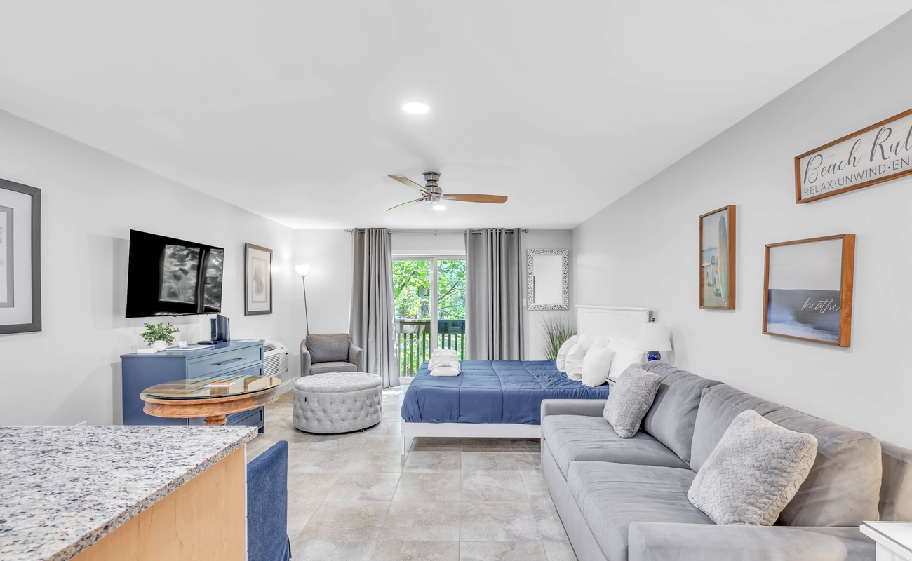 Open Living Space with King Bed