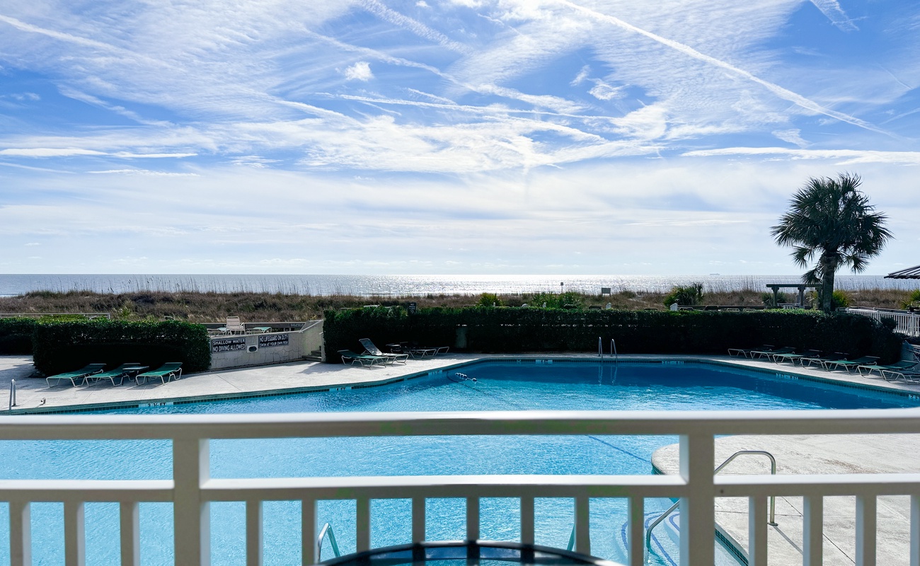 Balcony Overlooking Pool with Ocean View