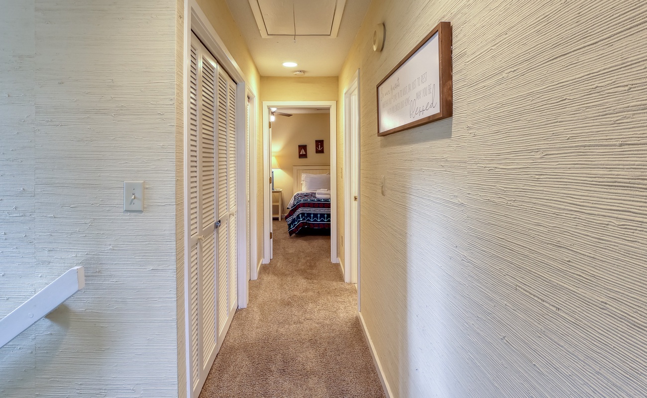 Upstairs Hall and Double Twin Bedroom