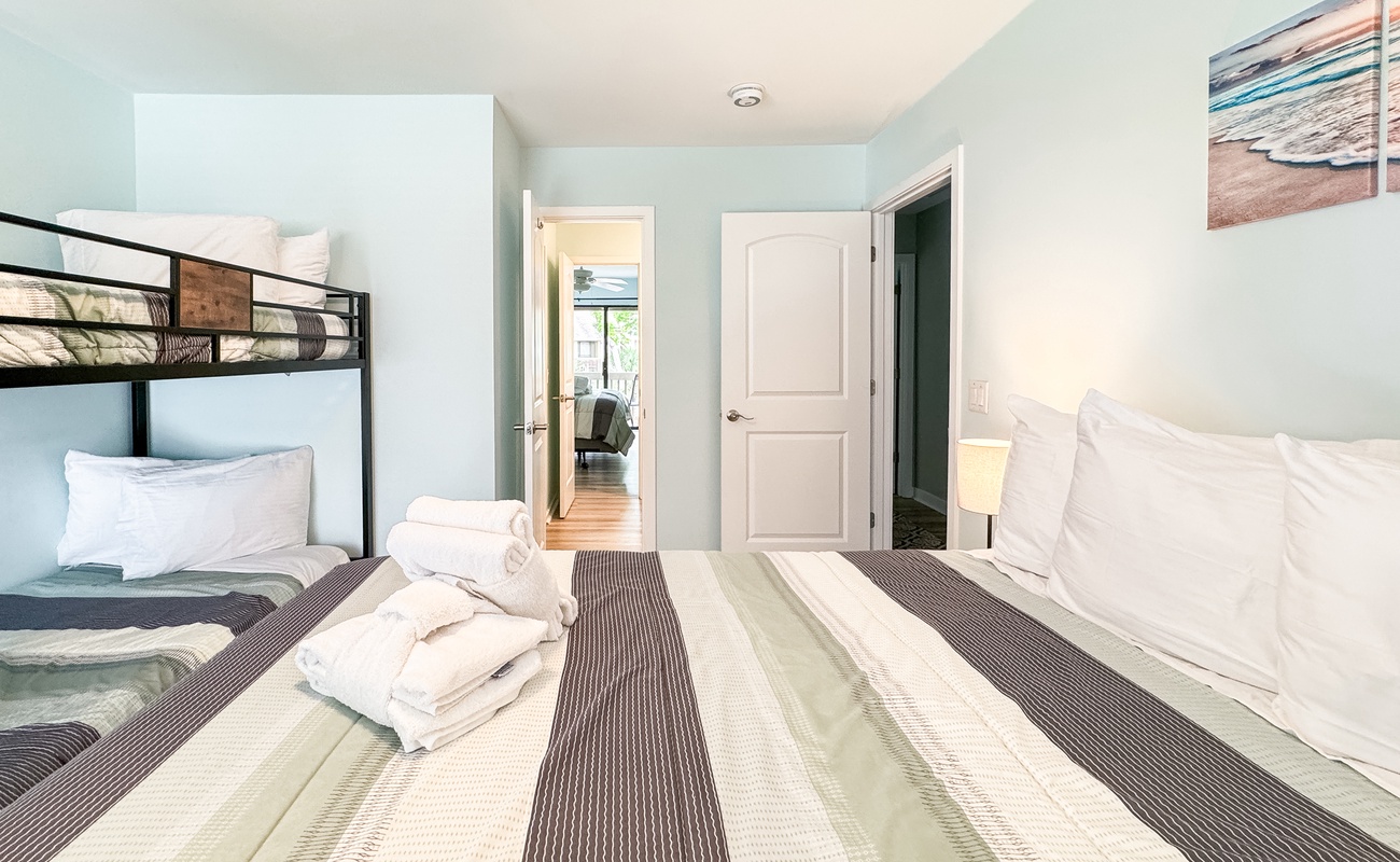 Guest Room with Twin Bunks and Queen Bed