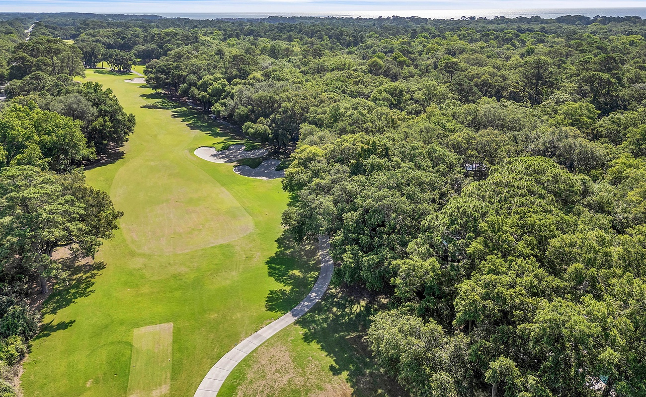 Aerial of Home Overlooking Golf Course