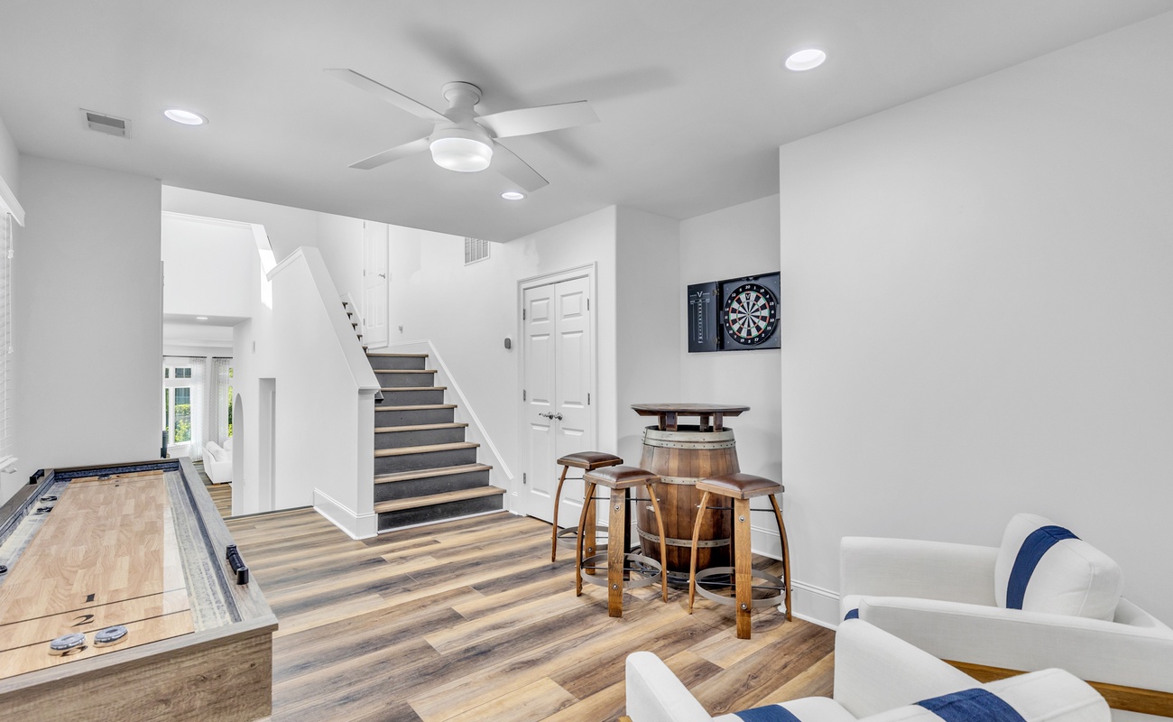 Landing with Seating and Shuffleboard Table (Dartboard not for guest use)